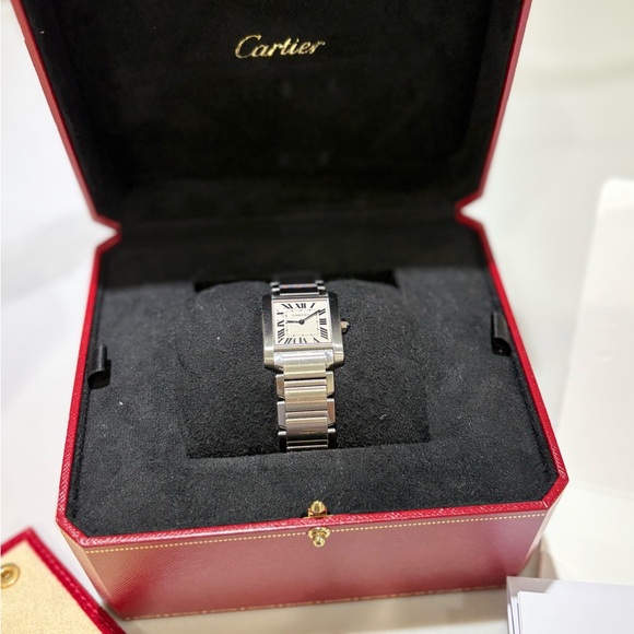 Cartier wsta0005 Tank Francaise MM Watch Quartz Silver Dial SS Ladies - Picture 1 of 15